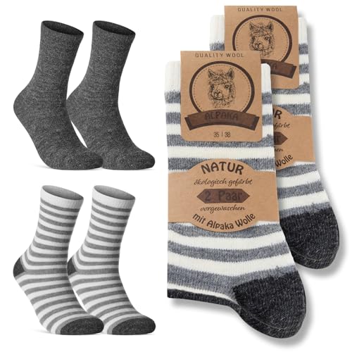 4 Paar Alpaka Socken Damen Wintersocken warme Wollsocken 20940 (Anthrazit 35-38) WP von sockenkauf24