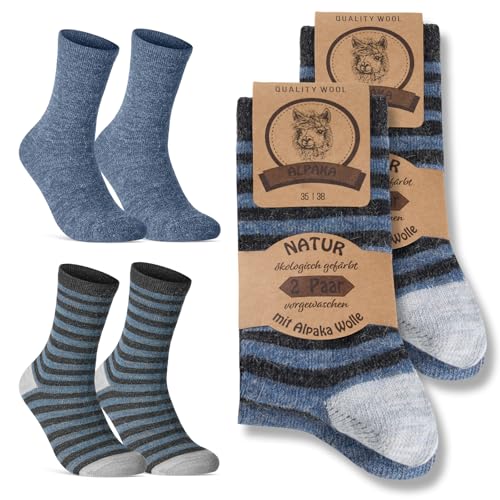 4 Paar Alpaka Socken Herren Damen Wintersocken warme Wollsocken 20940 (Blau 39-42) WP von sockenkauf24