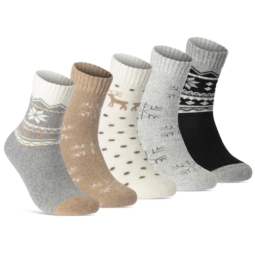 Damen THERMO Socken (5 Paar) warme Wintersocken weiche Wollsocken mit Innenfrottee 37800/1 (35-38) von sockenkauf24