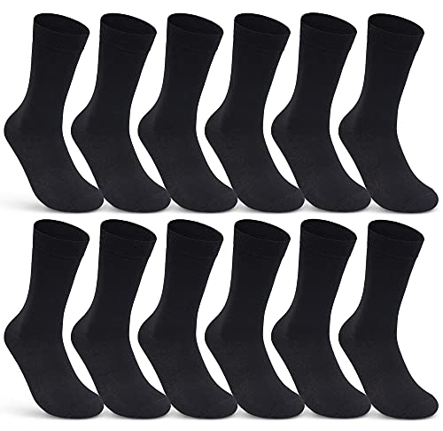 6 | 12 | 24 Paar Socken Herren Damen Schwarz Baumwolle Business Socken 10700 (Schwarz 12 Paar 39-42) von sockenkauf24