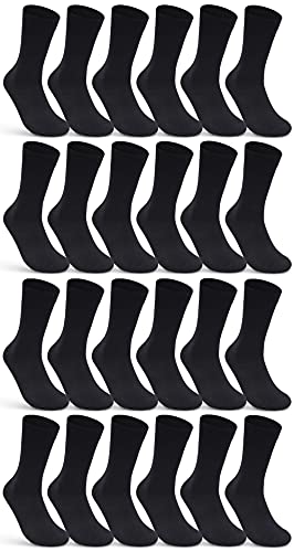 6 | 12 | 24 Paar Socken Herren Damen Schwarz Baumwolle Business Socken 10700 (Schwarz 24 Paar 39-42) von sockenkauf24