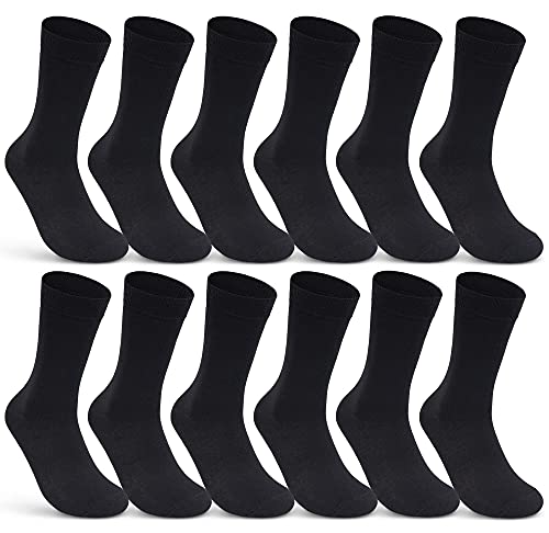 6 | 12 | 24 Paar Socken Herren Schwarz Business Socken Baumwolle 10700 (Schwarz 12 Paar 43-46) von sockenkauf24