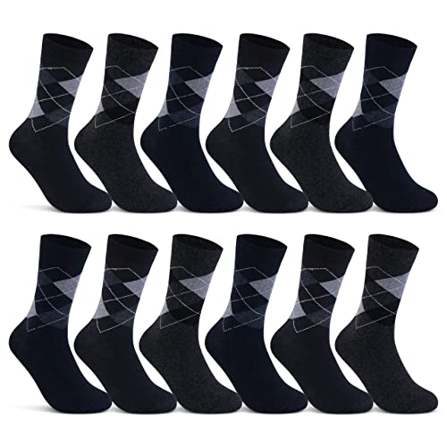 6 | 12 | 24 Paar Socken Herren Kariert Damen Business Socken Baumwolle 10700 (Karo 12 Paar 39-42) von sockenkauf24