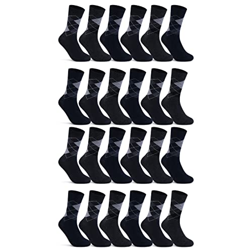 6 | 12 | 24 Paar Socken Herren Kariert Damen Business Socken Baumwolle 10700 (Karo 24 Paar 39-42) von sockenkauf24