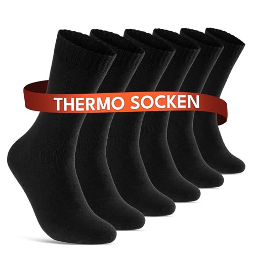 6 | 12 | 24 Paar THERMO Socken Herren Wintersocken Baumwolle Vollfrottee Schwarz 10900 WP (6 Paar 43-46) von sockenkauf24