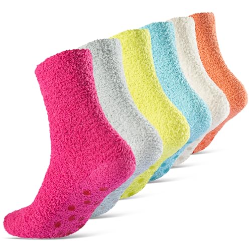 sockenkauf24 Damen Kuschelsocken Antirutsch ABS Sohle Stoppersocken Flauschig 37419 WP (6 Paar 35-42) von sockenkauf24