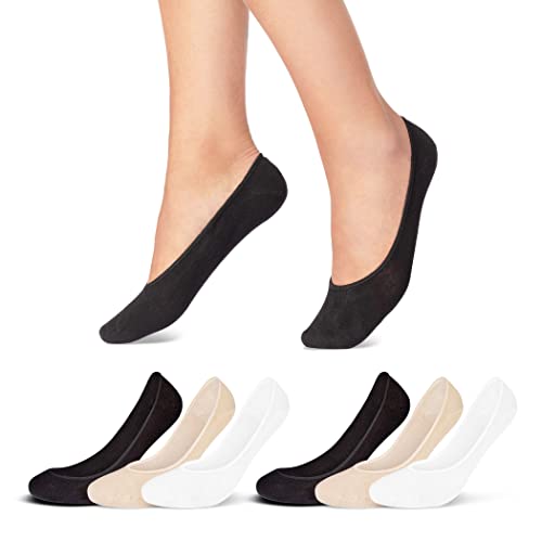 6 Paar Füßlinge Damen Sneaker Socken Ballerina Baumwolle 39960 WP (39-42 Schwarz Weiß Beige) von sockenkauf24