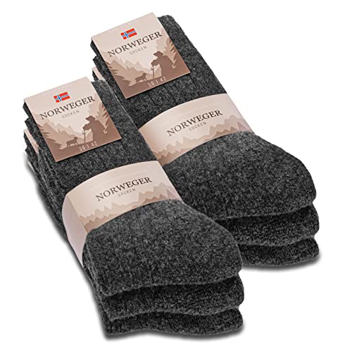 6 Paar Norweger Socken Herren Damen Wintersocken warme Wollsocken 20100 (43-46 Anthrazit) von sockenkauf24