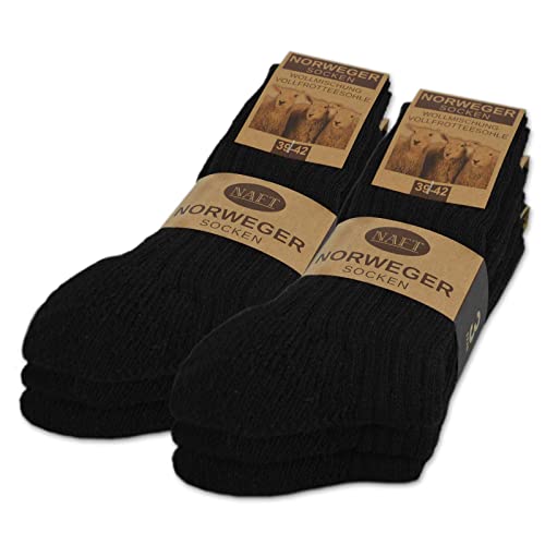 6 Paar Norweger Socken mit Wolle Damen & Herren Wintersocken Schwarz Grau Anthrazit 10500 (Schwarz 47-48) von sockenkauf24