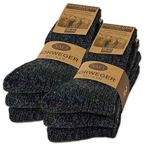 6 Paar Norweger Socken mit Wolle Damen & Herren Wintersocken Schwarz Grau Anthrazit 10500 (Anthrazit 47-48) von sockenkauf24