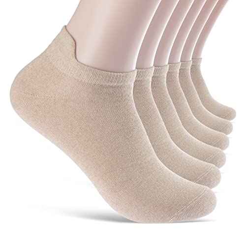 6 Paar Sneaker Socken Damen Herren mit Fersenlasche Anti-Blasen Schutz Rutschfest Atmungsaktiv 13600 WP (Beige 35-38) von sockenkauf24