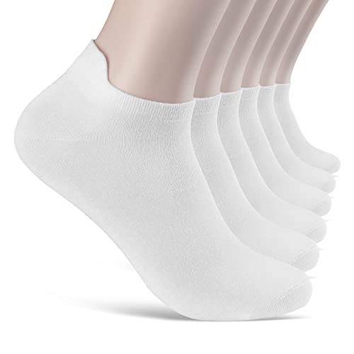 6 Paar Sneaker Socken Damen Herren mit Fersenlasche Anti-Blasen Schutz Rutschfest Atmungsaktiv 13600 WP (Weiß 39-42) von sockenkauf24