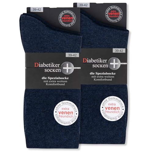 Diabetikersocken ohne Gummi & ohne Naht 97% Baumwolle (6 Paar) Diabetiker Socken mit Komfortbund für Damen & Herren 26809 WP (Jeans 43-46) von sockenkauf24