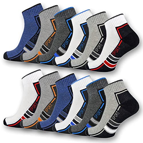 6 oder 12 Paar SPORT Sneaker Socken Herren mit verstärkter Frotteesohle Sportsocken Baumwolle 16215/20 WP (39-42 12 Paar) von sockenkauf24