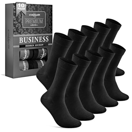10 Paar Socken Herren 43-46 Schwarz Business Socken Baumwolle Atmungsaktive Anzugsocken 15800 von sockenkauf24