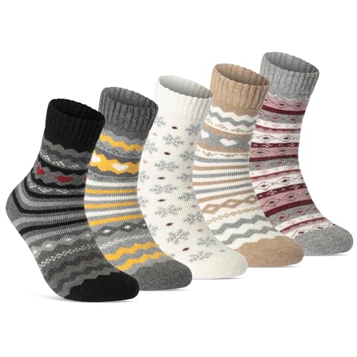 Damen THERMO Socken (5 Paar) warme Wintersocken weiche Wollsocken mit Innenfrottee 37800/3 (35-38) von sockenkauf24