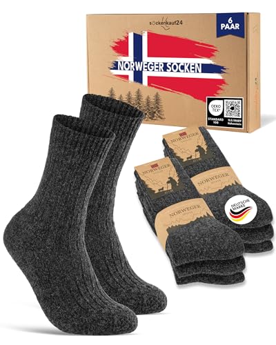 Norweger Socken Herren Wintersocken warme Wollsocken 6 Paar 20100 (Anthrazit 43-46) von sockenkauf24