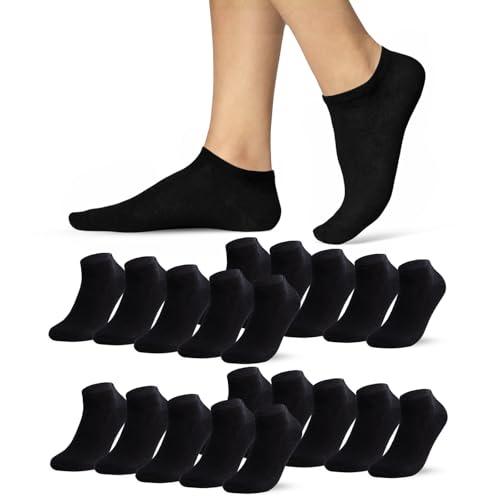Sneaker Socken Damen 35-38 Schwarz 10 Paar Kurze Socken Atmungsaktive Baumwolle von sockenkauf24