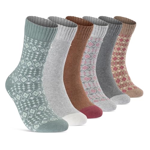 THERMO Socken Damen 35-38 Warme Dicke Wintersocken Damen Baumwolle Frottee 38205 (6 Paar 35-38) von sockenkauf24