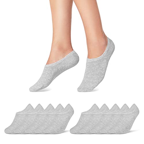 10 Paar Füßlinge Damen No Show Sneaker Socken Baumwolle Grau 35-38 (16805) von sockenkauf24