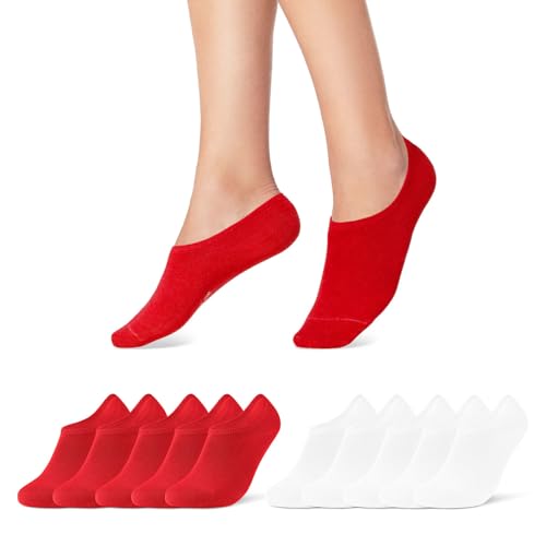 10 Paar Sneaker Socken Herren Damen Füßlinge Schwarz Weiß Grau Baumwolle 16805 WP (Rot Weiß 43-46) von sockenkauf24