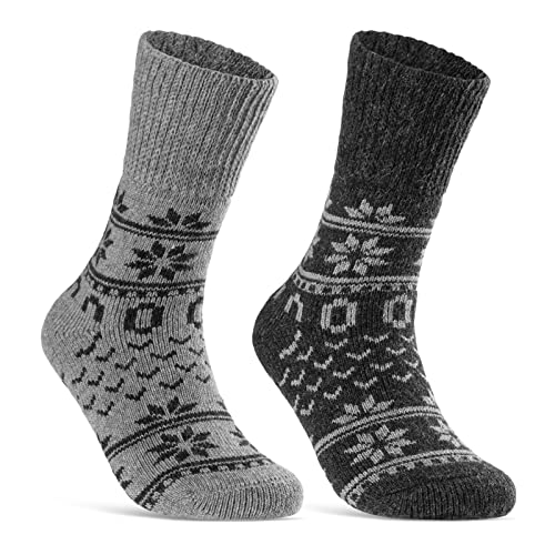 Wollsocken Damen Wintersocken Haussocken 2 Paar 21212 WP (Grau Anthra 35-38) von sockenkauf24