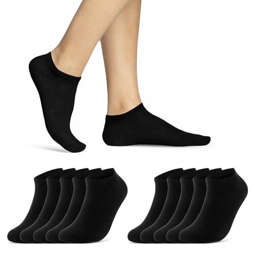 10 | 20 | 30 Paar Sneaker Socken Damen & Herren Schwarz & Weiß Baumwolle 10800 WP (Schwarz 10 Paar 35-38) von sockenkauf24