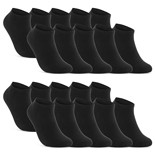 10 | 20 | 30 Paar Sneaker Socken Damen & Herren Schwarz & Weiß Baumwolle 10800 WP (Schwarz 20 Paar 35-38) von sockenkauf24