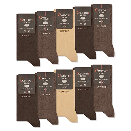 10 Paar Comfort Socken ohne Gummi & ohne Naht Herren & Damen Baumwolle Komfortbund 13100 (Beige Braun 39-42) von sockenkauf24