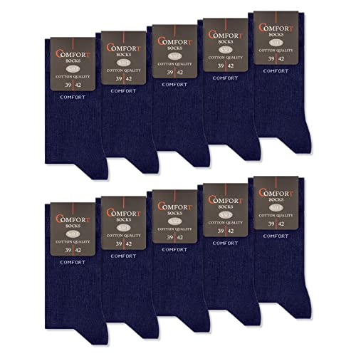 10 Paar Comfort Socken ohne Gummi & ohne Naht Herren & Damen Baumwolle Komfortbund 13100 (Navy 35-38) von sockenkauf24