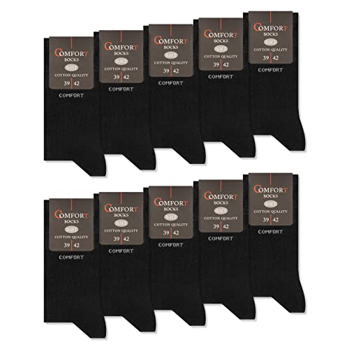 10 Paar Comfort Socken ohne Gummi & ohne Naht Herren & Damen Baumwolle Komfortbund 13100 (Schwarz 35-38) von sockenkauf24