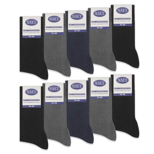 10 Paar Socken 100% Baumwolle Herren Komfortbund ohne Naht 10600 (Schwarz Navy Anthrazit 47-50) von sockenkauf24