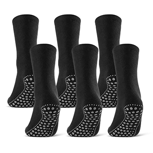 3 oder 6 Paar ABS Socken Herren Damen Anti Rutsch Socken Baumwolle 8600 WP (6 Paar Schwarz 47-50) von sockenkauf24