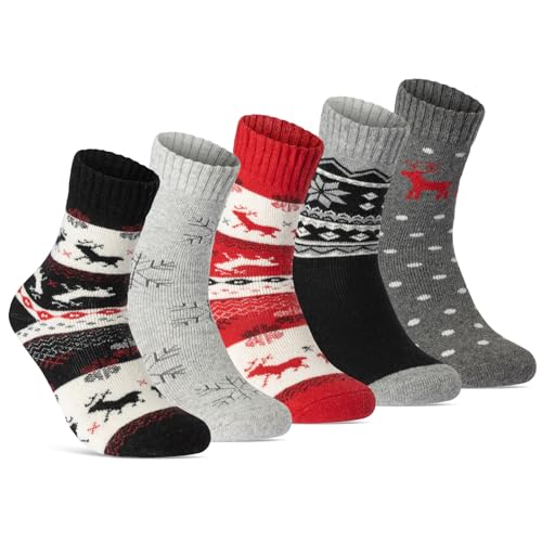 Damen THERMO Socken (5 Paar) warme Wintersocken weiche Wollsocken mit Innenfrottee 37800/2 (39-42) von sockenkauf24