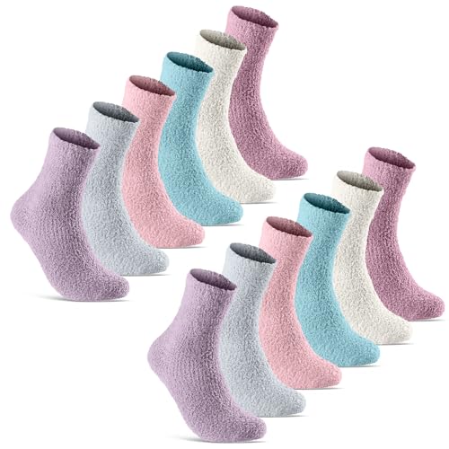 sockenkauf24 6 | 12 | 20 Paar Kuschelsocken Damen Plüschsocken warm & flauschig 37402 (35-42 12 Paar) von sockenkauf24