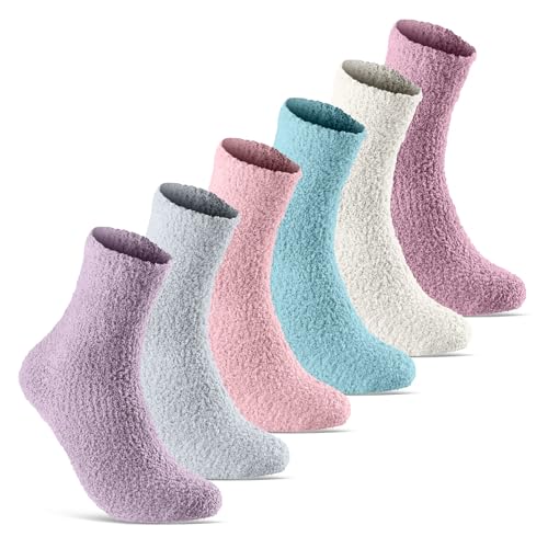 6 | 12 | 20 Paar Kuschelsocken Damen Plüschsocken warm & flauschig 37402 WP (35-42 6 Paar) von sockenkauf24