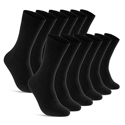 6 | 12 | 24 Paar THERMO Socken Damen & Herren Vollfrottee Wintersocken Schwarz Baumwolle (35-38, 12 Paar | schwarz) von sockenkauf24