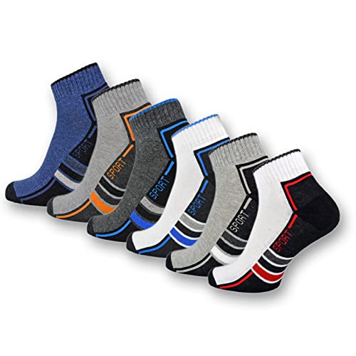 6 oder 12 Paar SPORT Sneaker Socken Herren mit verstärkter Frotteesohle Sportsocken Baumwolle 16215/20 WP (43-46 6 Paar) von sockenkauf24