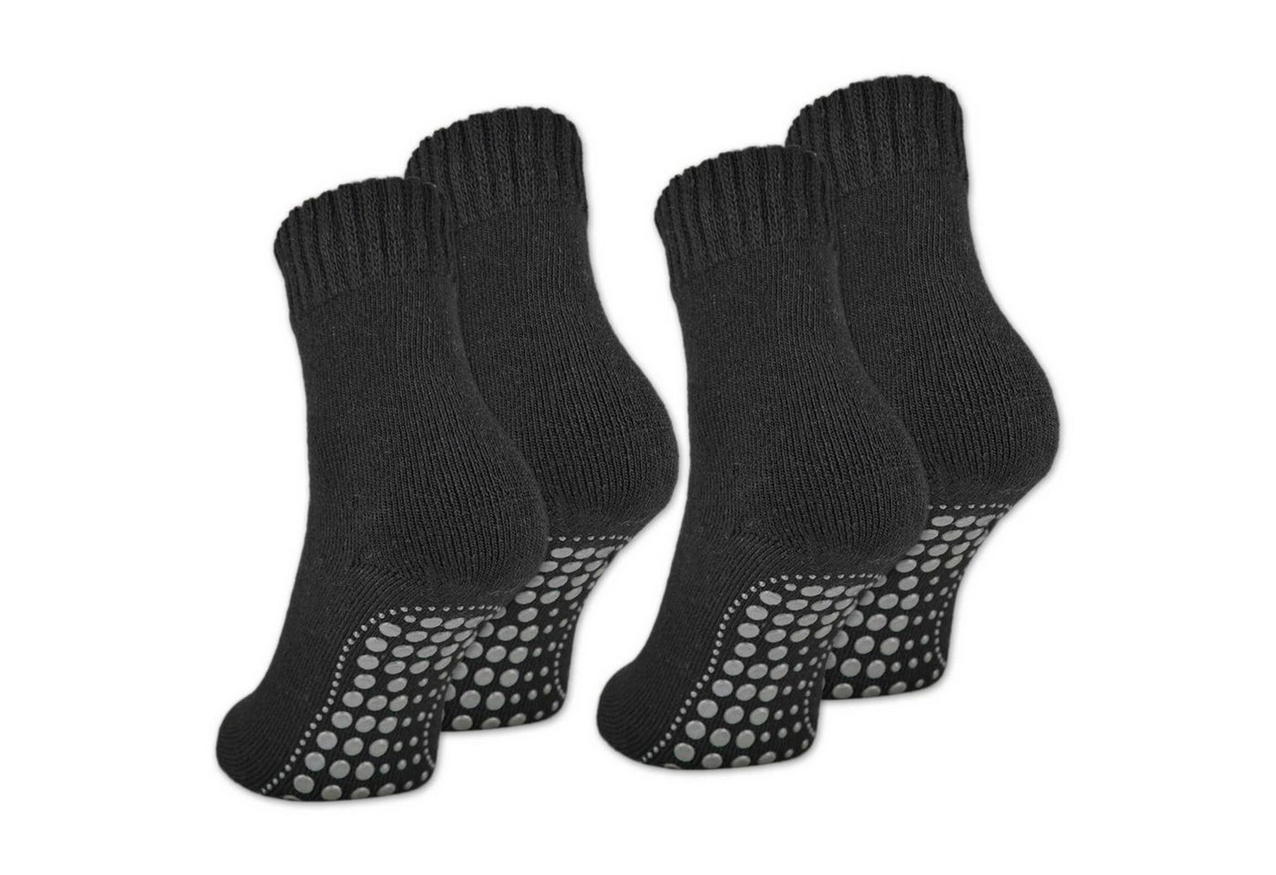 sockenkauf24 ABS-Socken 2, 4 oder 6 Paar Damen & Herren ABS Socken Anti Rutsch (Schwarz, 4-Paar, 39-42) Socken mit Wolle - 21463 WP von sockenkauf24