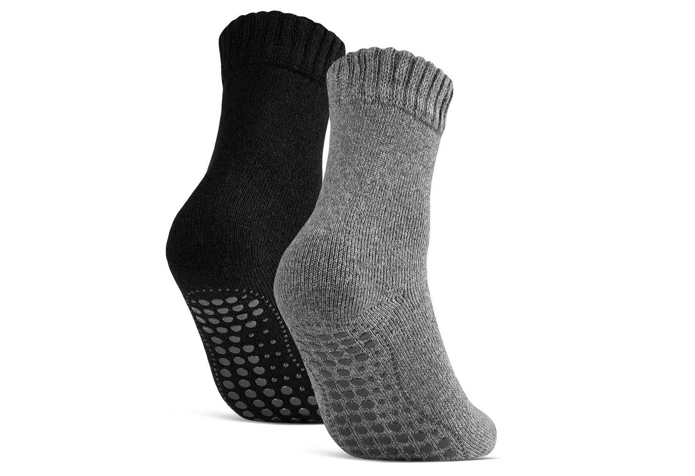 sockenkauf24 ABS-Socken 2, 4 oder 6 Paar Damen & Herren ABS Socken Anti Rutsch (Schwarz/Anthrazit, 2-Paar, 39-42) Socken mit Wolle - 21463 WP von sockenkauf24