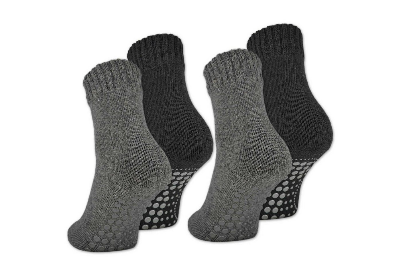 sockenkauf24 ABS-Socken 2, 4 oder 6 Paar Damen & Herren ABS Socken Anti Rutsch (Schwarz/Anthrazit, 4-Paar, 39-42) Socken mit Wolle - 21463 WP von sockenkauf24