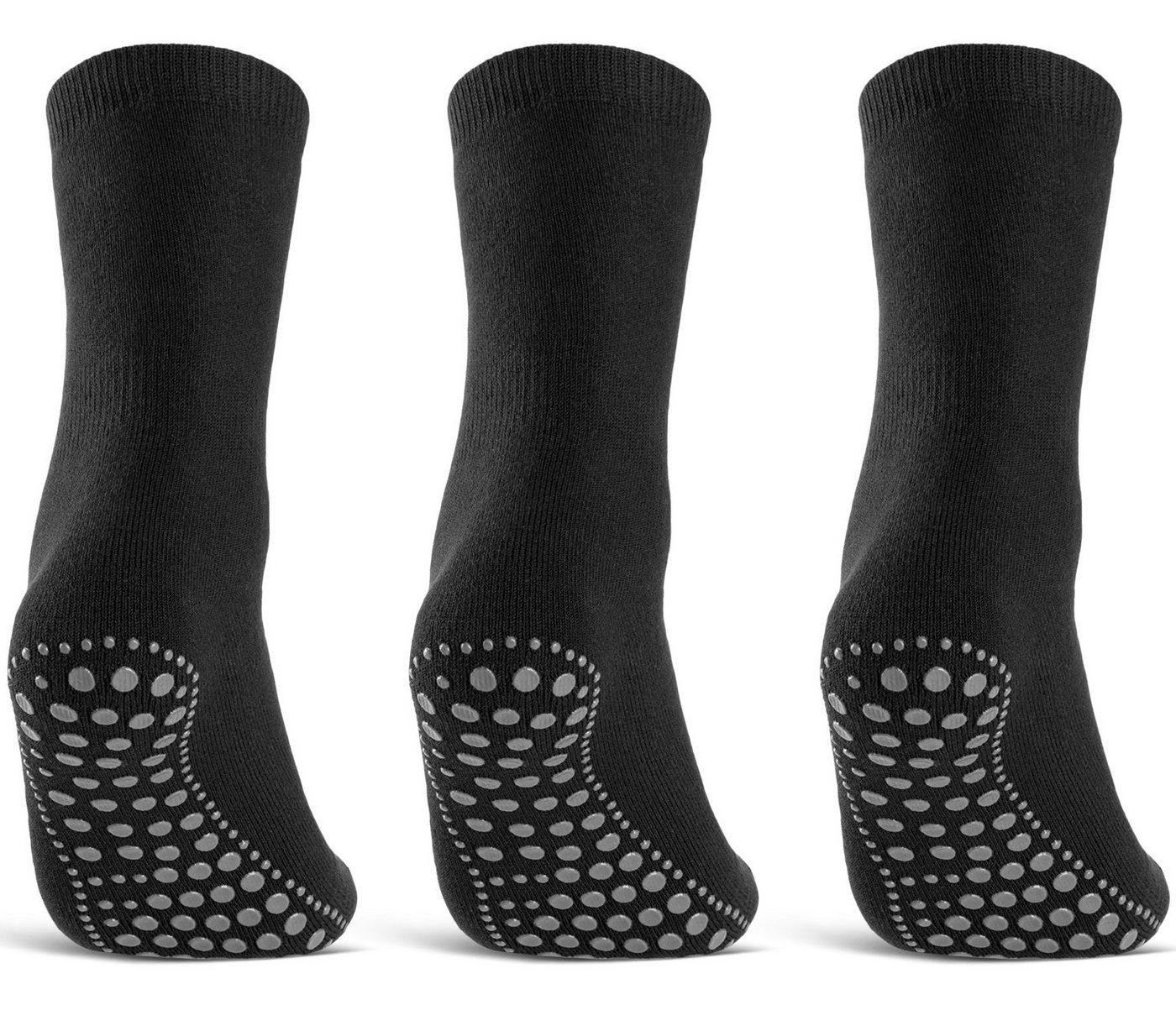 sockenkauf24 ABS-Socken 3 oder 6 Paar "Premium" Anti Rutsch Socken Damen Herren (Schwarz, 3-Paar, 35-38) ABS Socken Noppen Stoppersocken - 8600 WP von sockenkauf24
