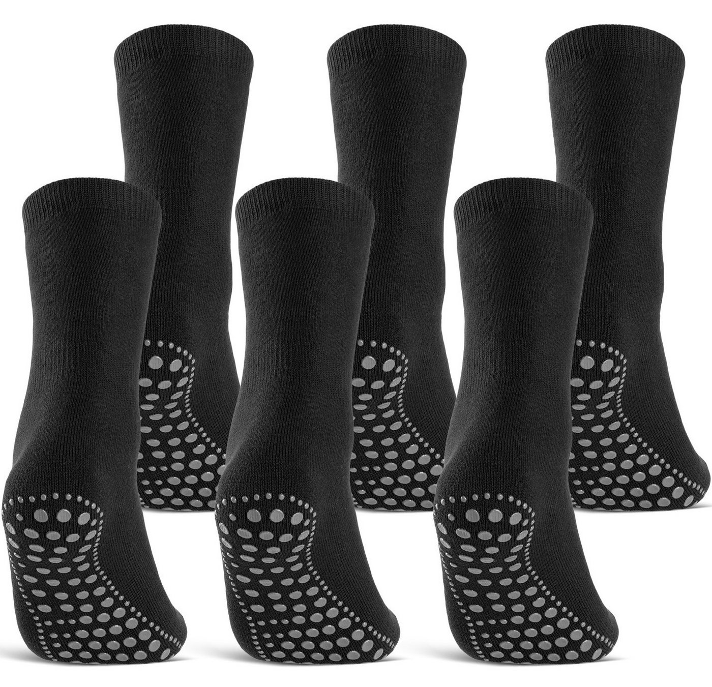 sockenkauf24 ABS-Socken 3 oder 6 Paar "Premium" Anti Rutsch Socken Damen Herren (Schwarz, 6-Paar, 35-38) ABS Socken Noppen Stoppersocken - 8600 WP von sockenkauf24