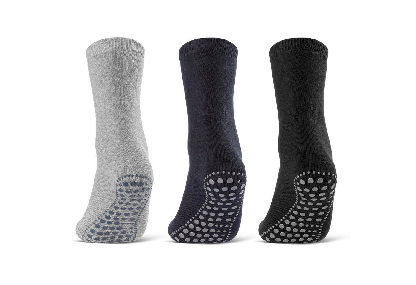 sockenkauf24 ABS-Socken 3 oder 6 Paar "Premium" Anti Rutsch Socken Damen Herren (Schwarz, Blau, Grau, 3-Paar, 35-38) ABS Socken Noppen Stoppersocken - 8600 WP von sockenkauf24
