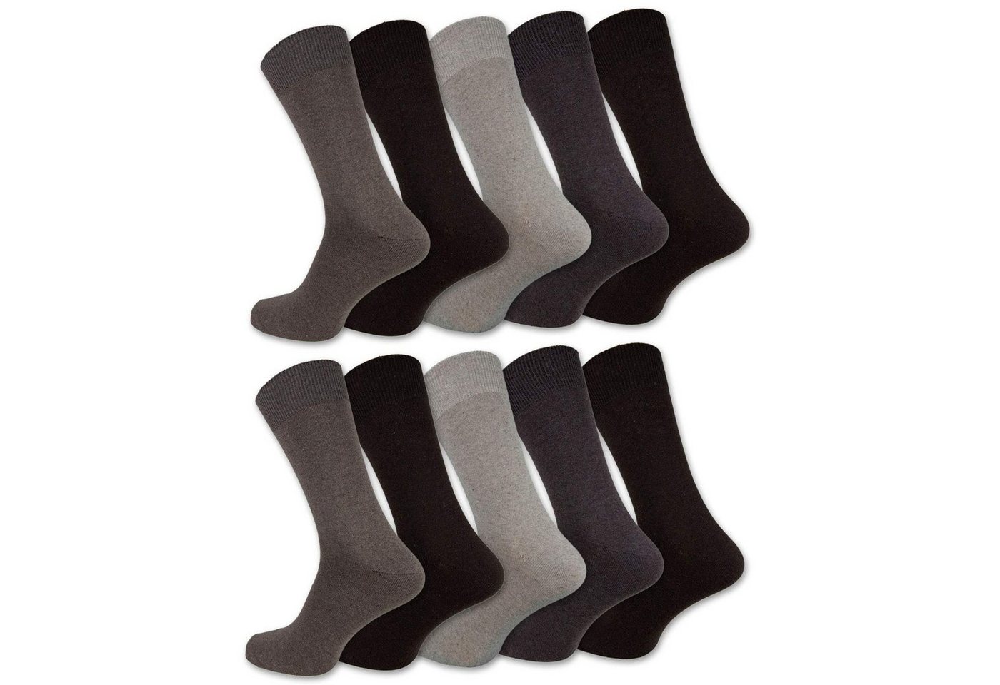 sockenkauf24 Basicsocken 10 Paar Komfortsocken Herren & Damen Baumwolle (Beigetöne, 39-42) Schwarz Business Herrensocken Classic - 13200 von sockenkauf24