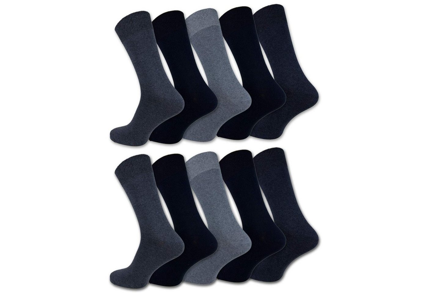 sockenkauf24 Basicsocken 10 Paar Komfortsocken Herren & Damen Baumwolle (Jeanstöne, 35-38) Schwarz Business Herrensocken Classic - 13200 von sockenkauf24