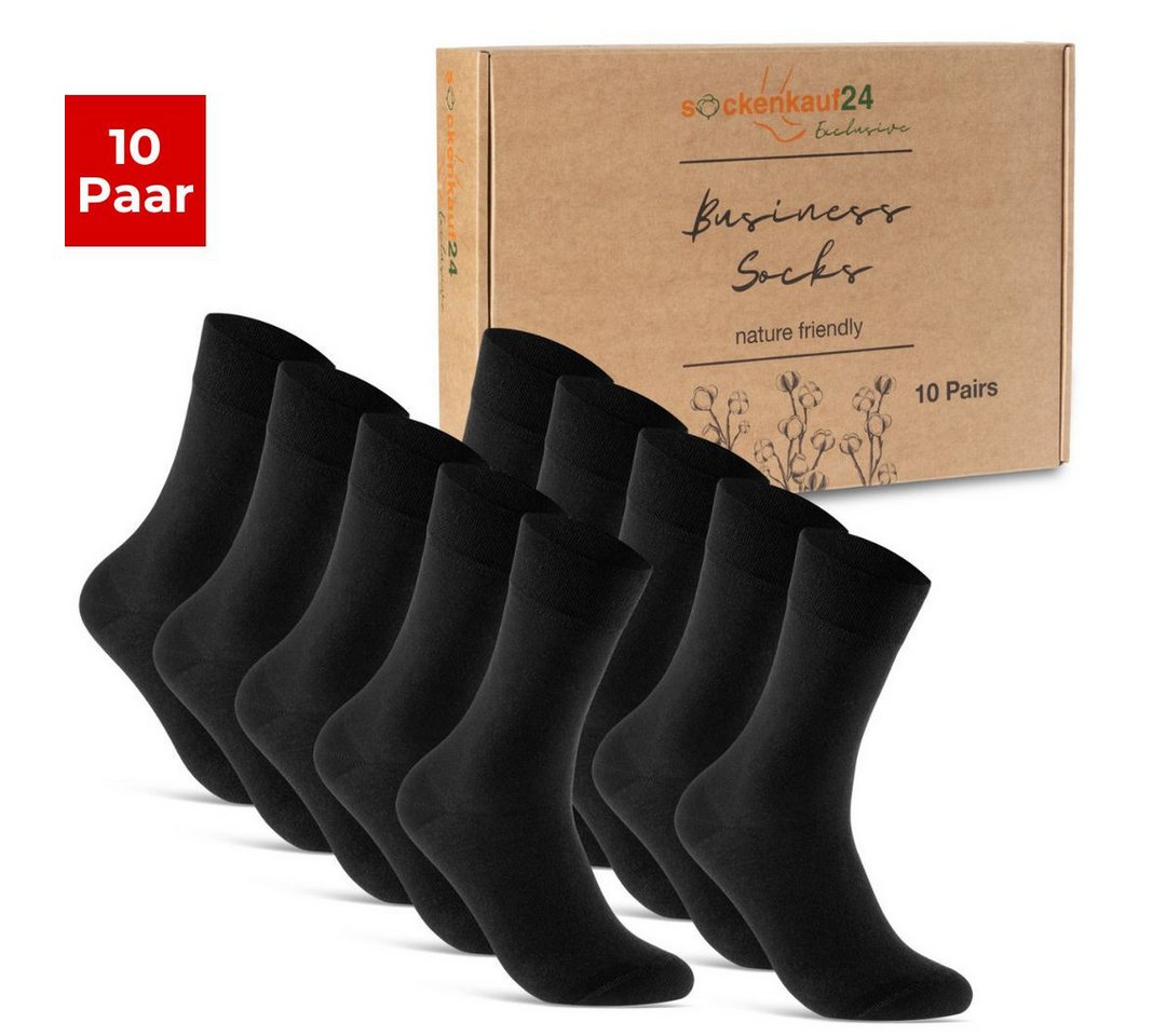 sockenkauf24 Socken 10 Paar Premium Socken Herren & Damen Komfort Business-Socken (Schwarz, 10-Paar, 35-38) aus gekämmter Baumwolle mit Pique-Bund (Exclusive Line) - 70101T von sockenkauf24