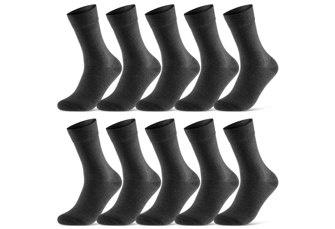 sockenkauf24 Socken 10 Paar Damen & Herren Socken Business Socken Baumwolle (Anthrazit, 35-38) mit Komfortbund (Basicline) - 70201T von sockenkauf24