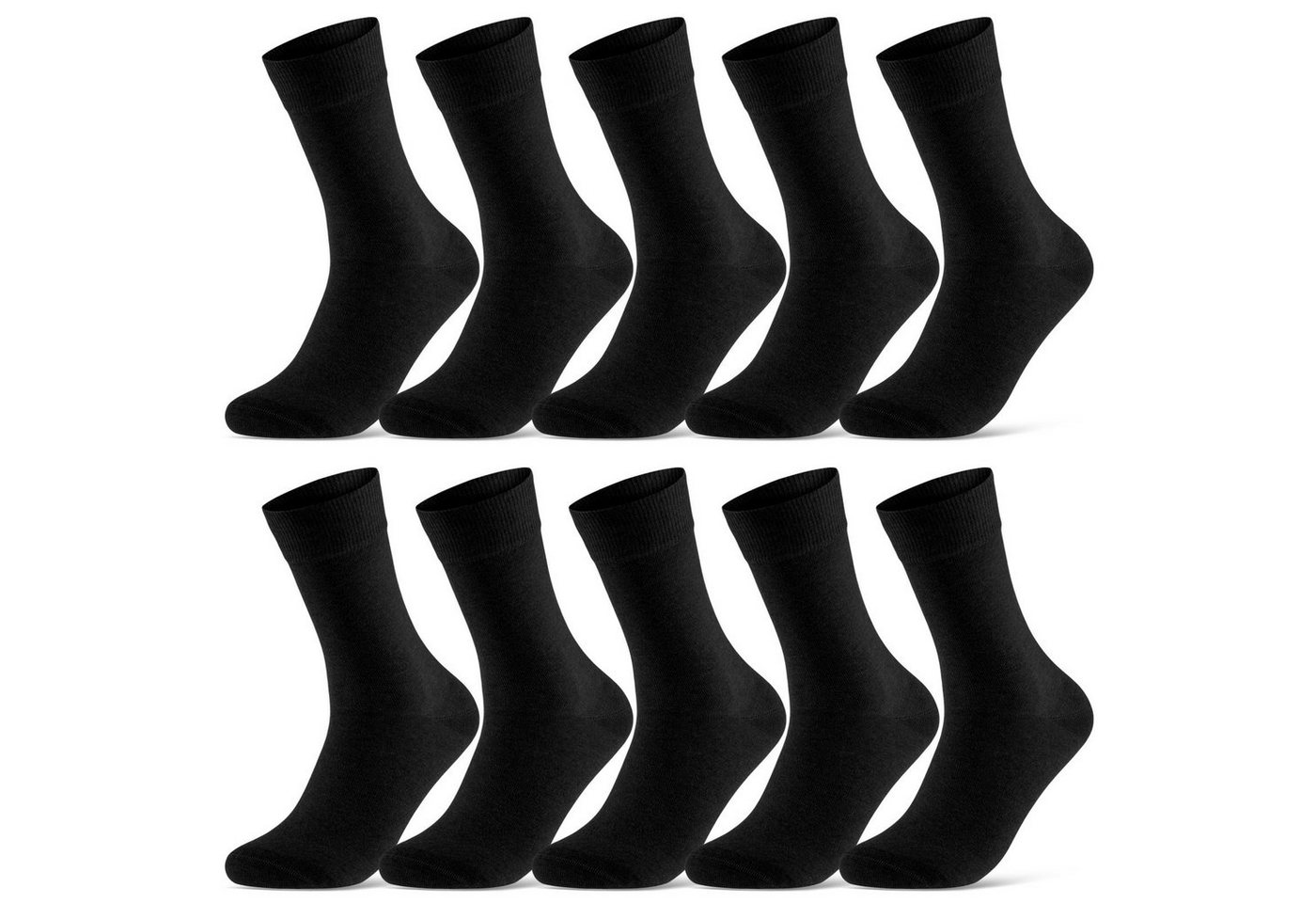 sockenkauf24 Socken 10 Paar Damen & Herren Socken Business Socken Baumwolle (Schwarz, 35-38) mit Komfortbund (Basicline) - 70201T von sockenkauf24