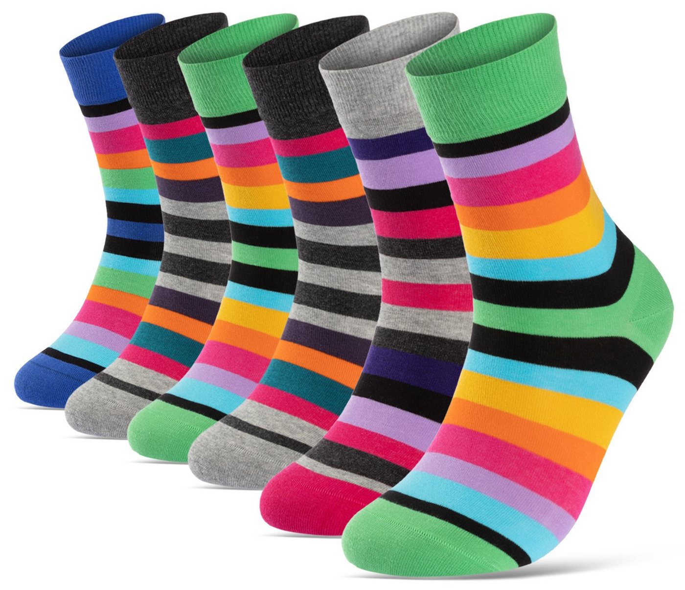 sockenkauf24 Basicsocken 6 oder 12 Paar Damen Socken Ringel Bunt (6-Paar, 39-42) Baumwolle Komfortbund ohne Naht - 11979 WP von sockenkauf24